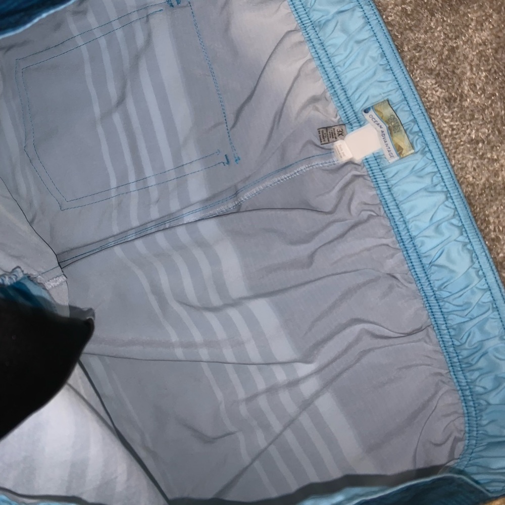 Ocean Coast Advantage Blue & White Swim Trunks 3X - Picture 8 of 10